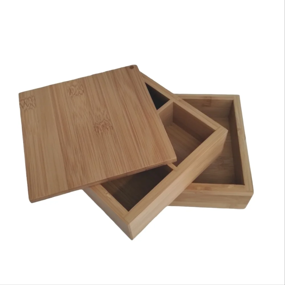 Bamboo Organizer Swivel Box Countertop 4x6x6 in